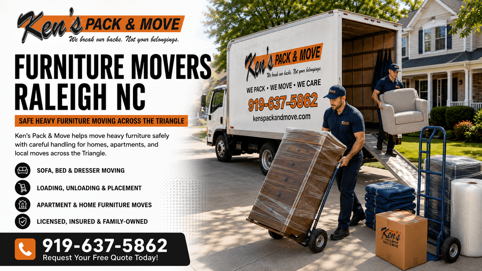 Furniture movers Raleigh NC from Ken’s Pack & Move