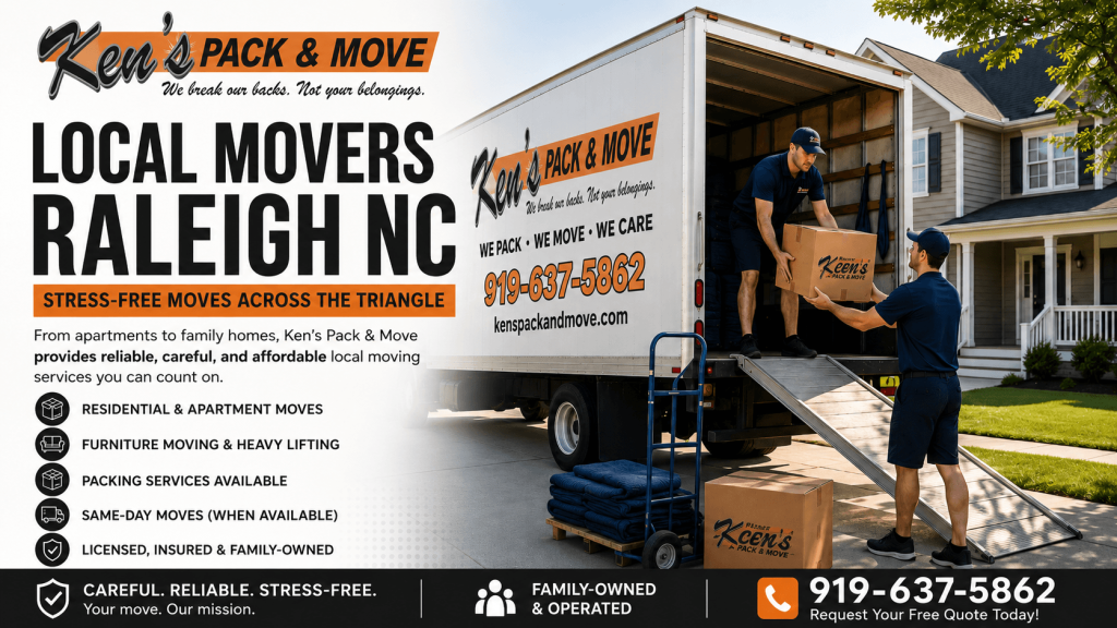 Local movers Raleigh NC from Ken’s Pack & Move