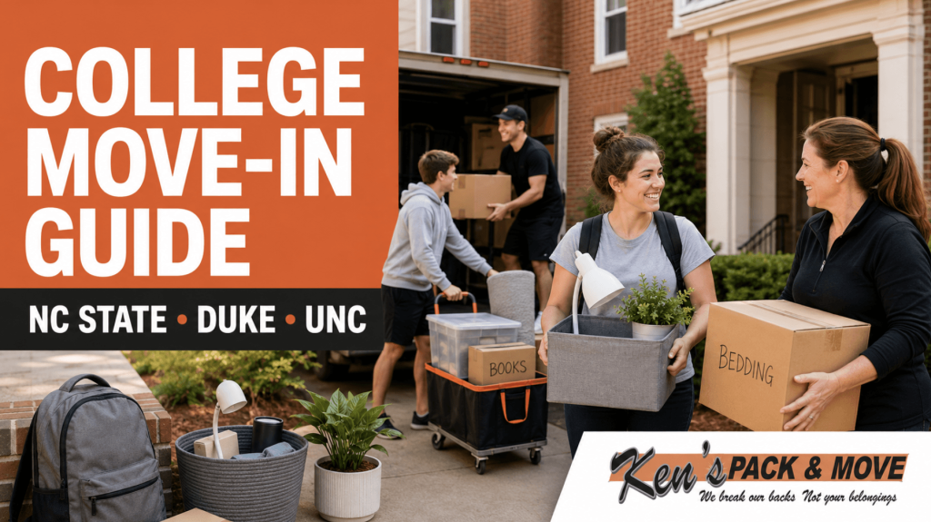 college move in guide Raleigh Durham Chapel Hill planning guide from Ken's Pack and Move